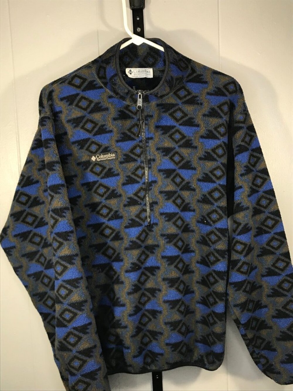 Vintage Columbia Fleece Mens S Aztec Quarter Zip 90s Outdoors Sweater USA Made